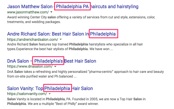 title tags for local search