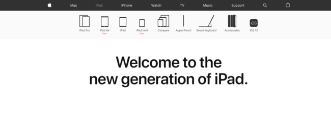 apple website page shop ipad