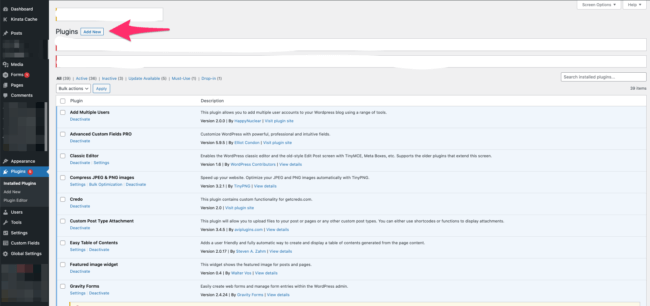Add New plugin button