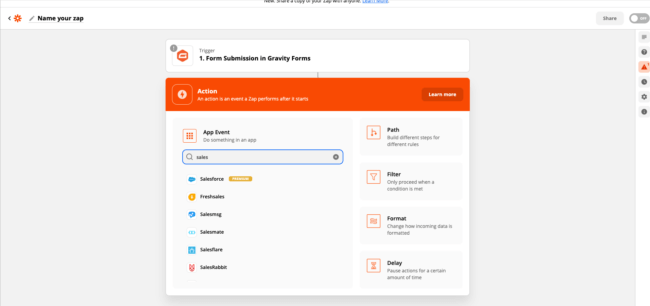 Find your CRM in Zapier